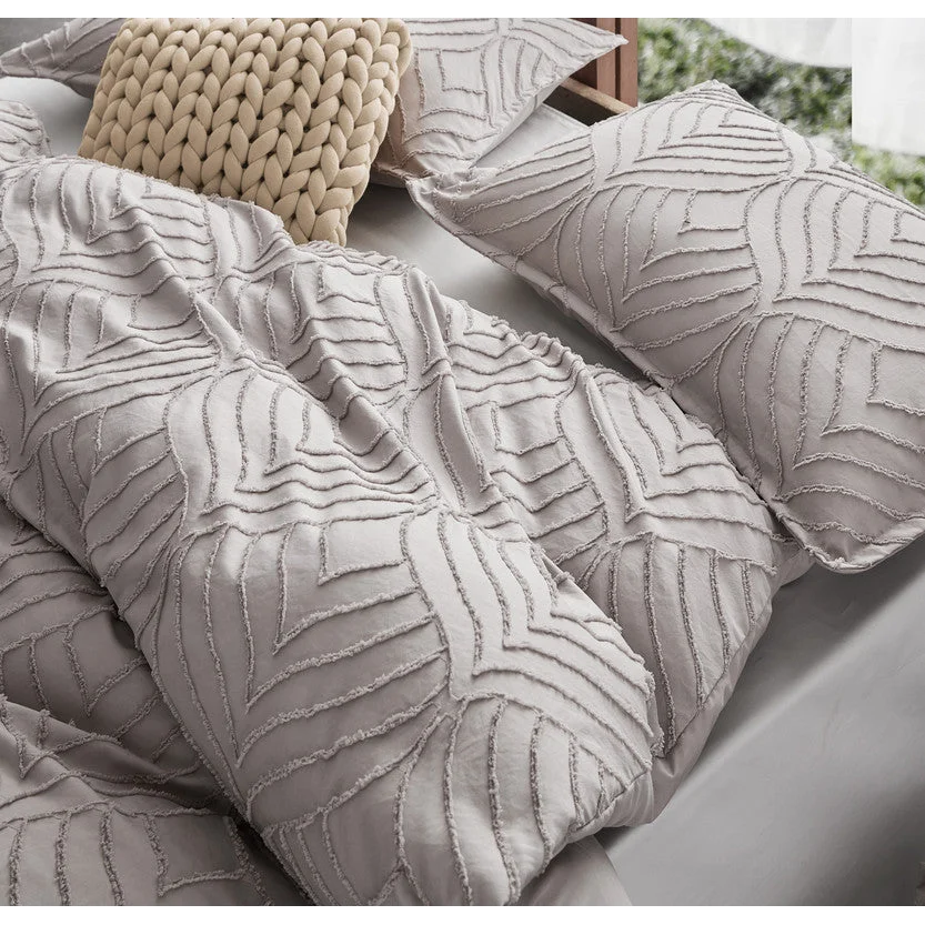 Tufted Ultra Soft Microfiber Quilt Cover Set - Queen Beige