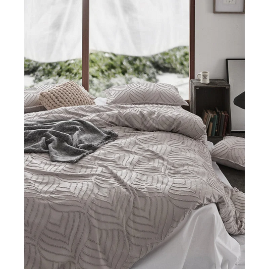 Tufted Ultra Soft Microfiber Quilt Cover Set - Queen Beige