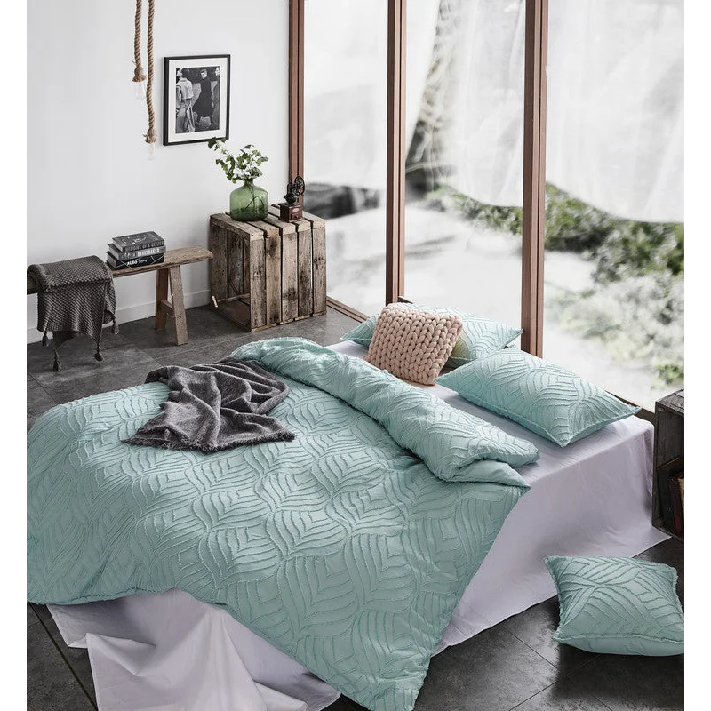 Tufted Ultra Soft Microfiber Quilt Cover Set - Queen Sage