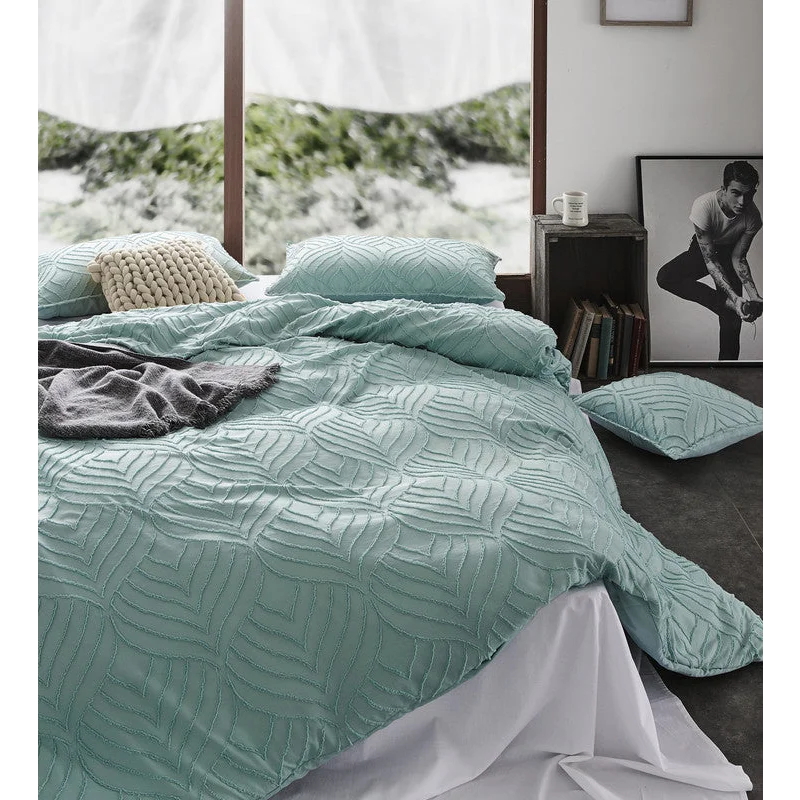 Tufted Ultra Soft Microfiber Quilt Cover Set - Queen Sage
