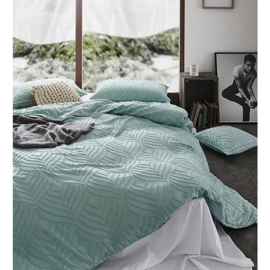 Tufted Ultra Soft Microfiber Quilt Cover Set - Queen Sage
