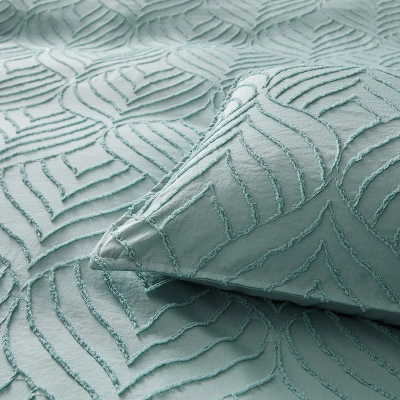 Tufted Ultra Soft Microfiber Quilt Cover Set - Queen Sage