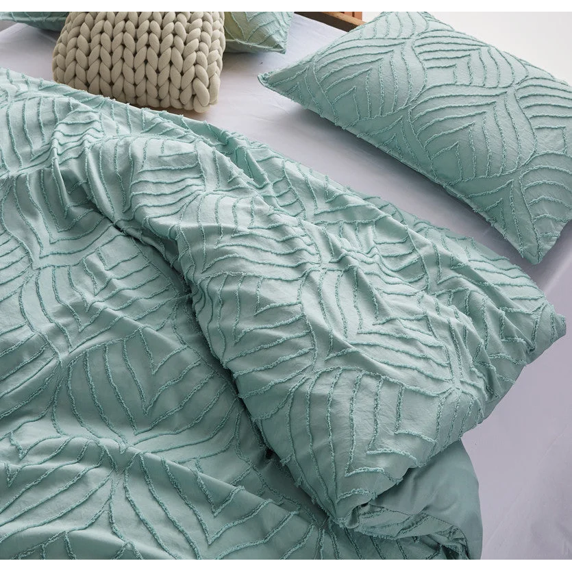 Tufted Ultra Soft Microfiber Quilt Cover Set - Queen Sage