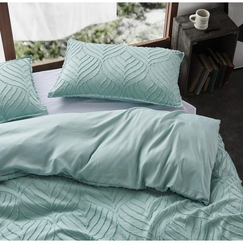 Tufted Ultra Soft Microfiber Quilt Cover Set - Queen Sage