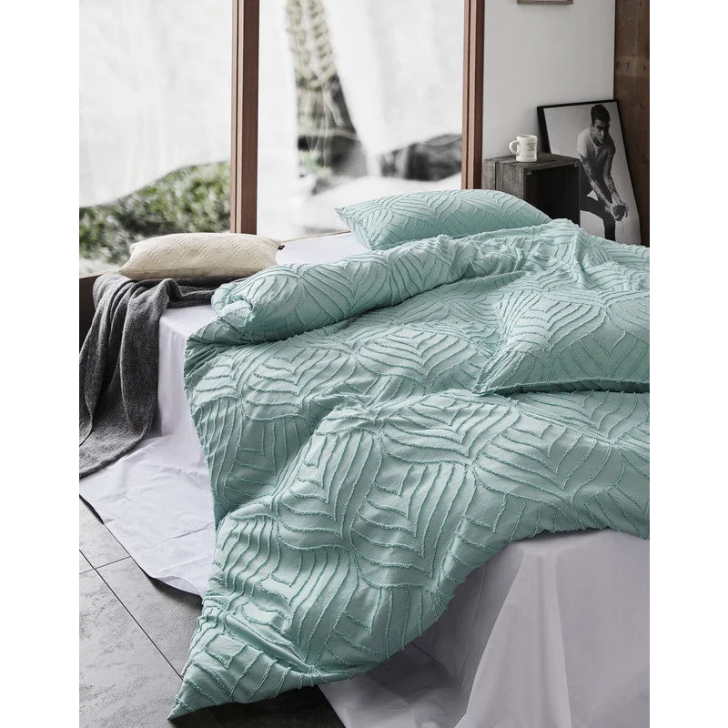 Tufted Ultra Soft Microfiber Quilt Cover Set - Queen Sage