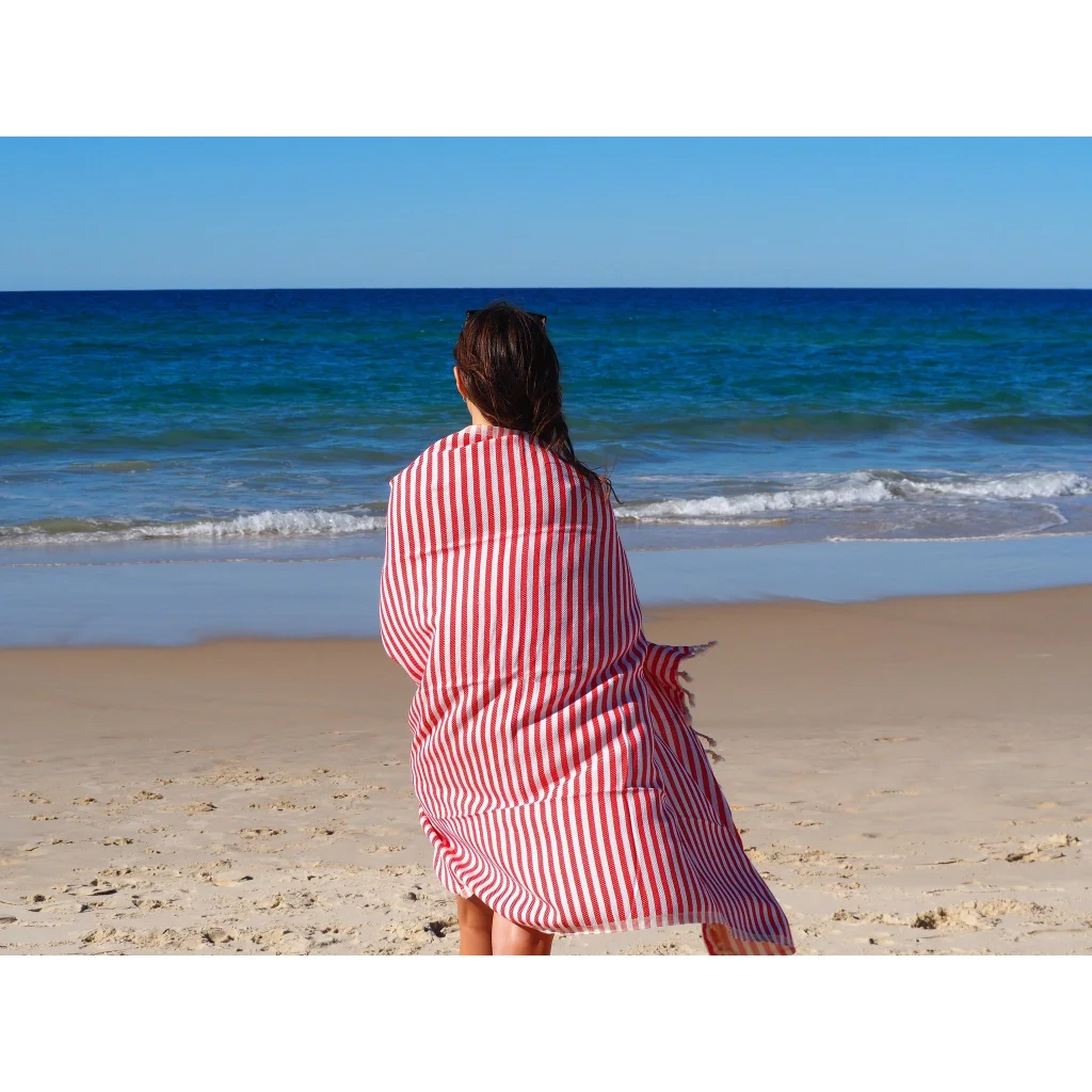 Turkish Cotton Towel PORTSEA - Cherry - Home & Garden