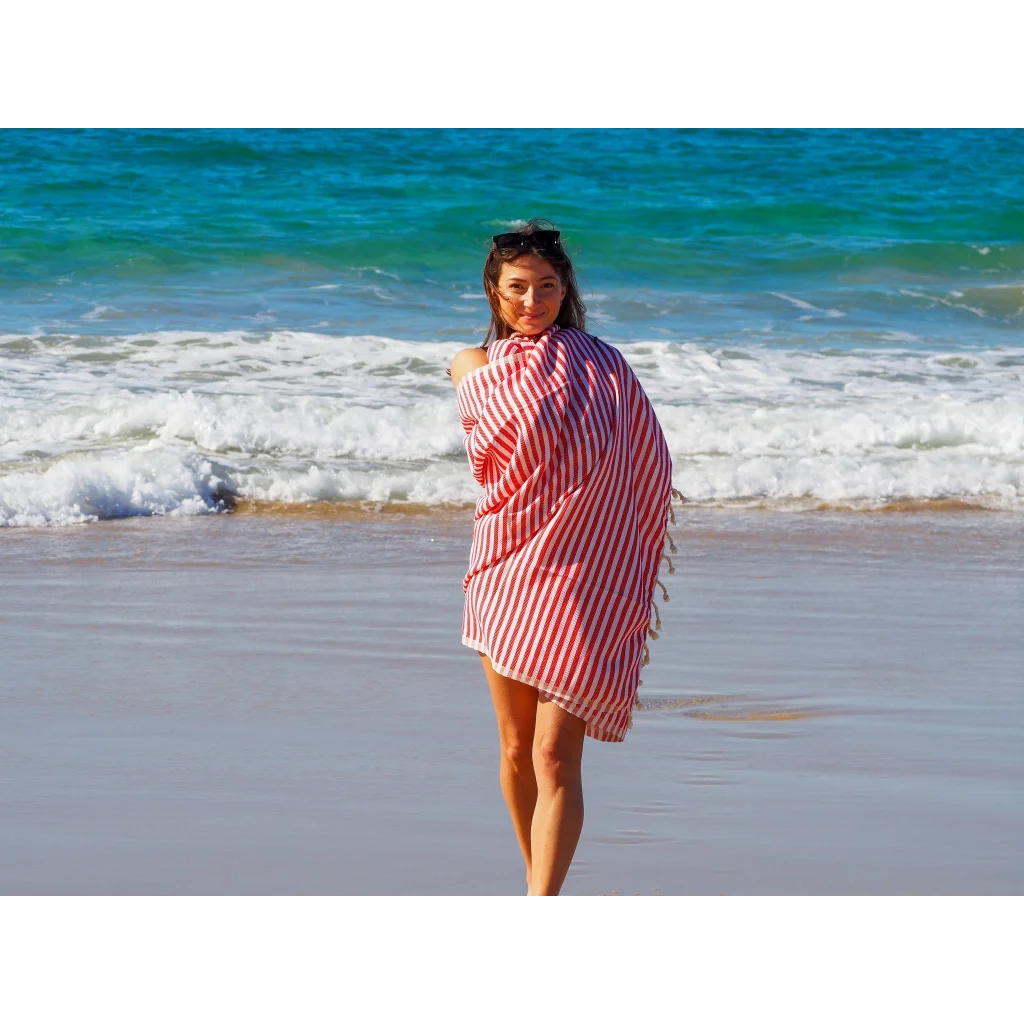 Turkish Cotton Towel PORTSEA - Cherry - Home & Garden