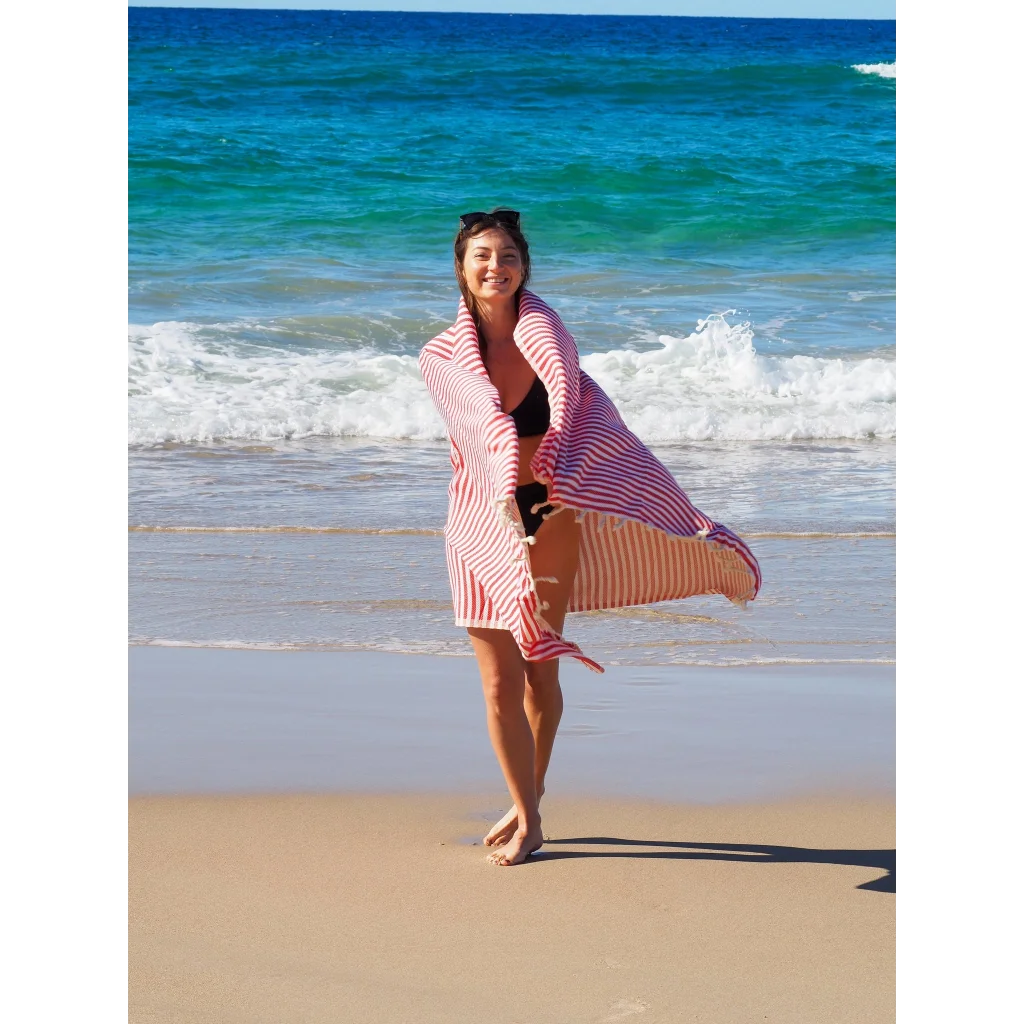 Turkish Cotton Towel PORTSEA - Cherry - Home & Garden
