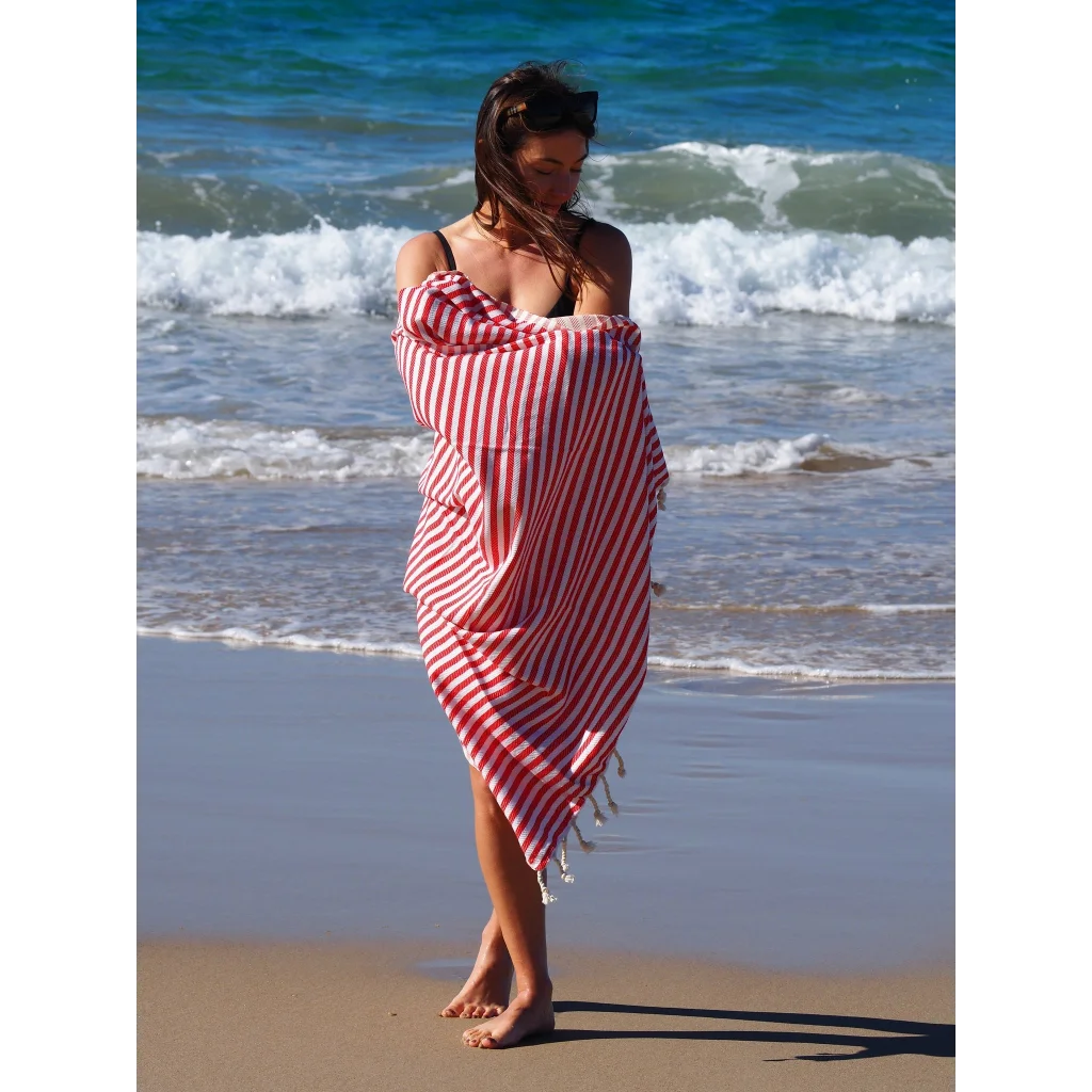 Turkish Cotton Towel PORTSEA - Cherry - Home & Garden