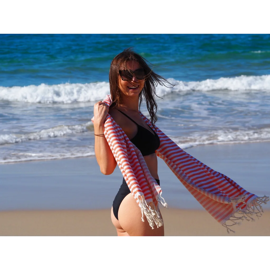 Turkish Cotton Towel Portsea Coral - Home & Garden