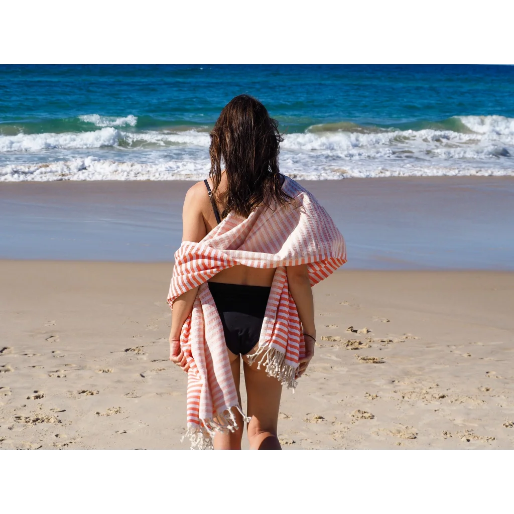 Turkish Cotton Towel Portsea Coral - Home & Garden