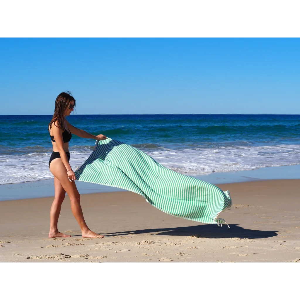 Turkish Cotton Towel Portsea Mint - Outdoor Recreation