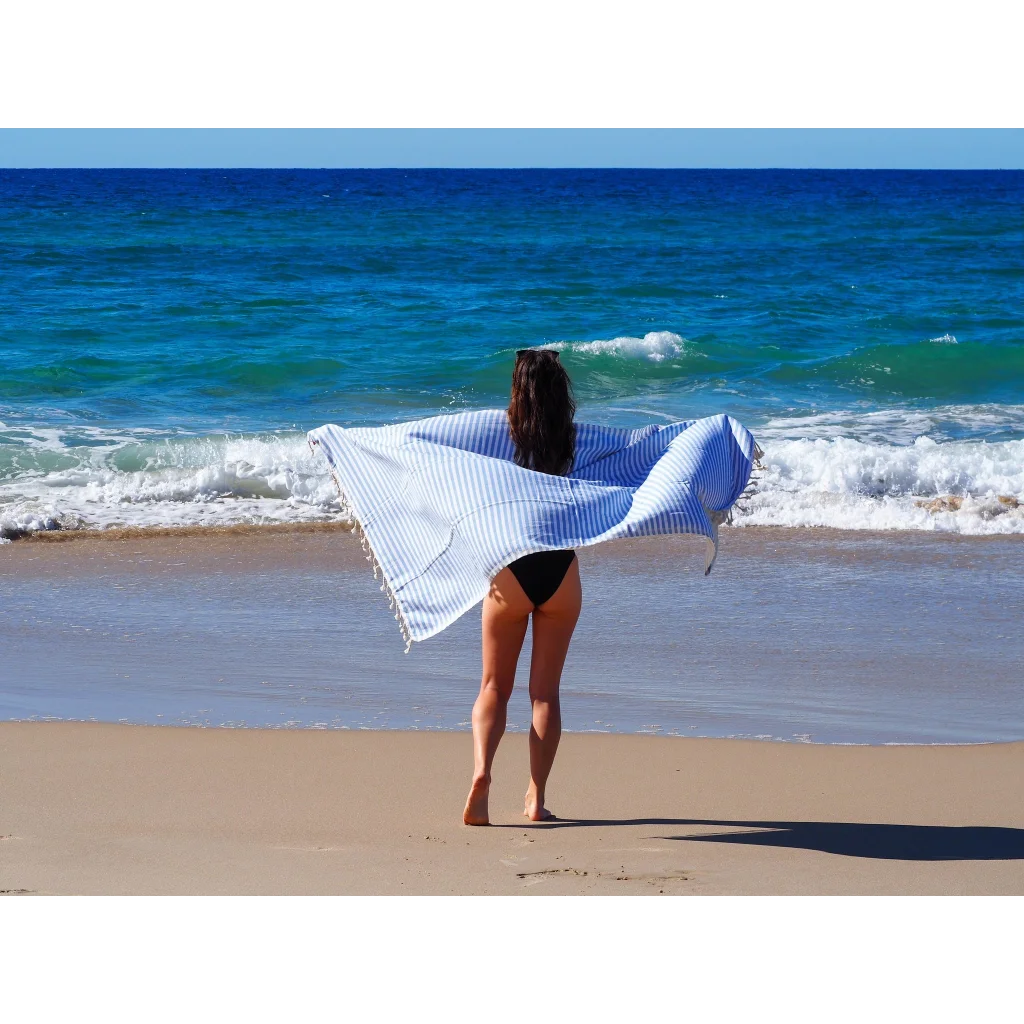 Turkish Cotton Towel Portsea Sky Blue - Outdoor Recreation
