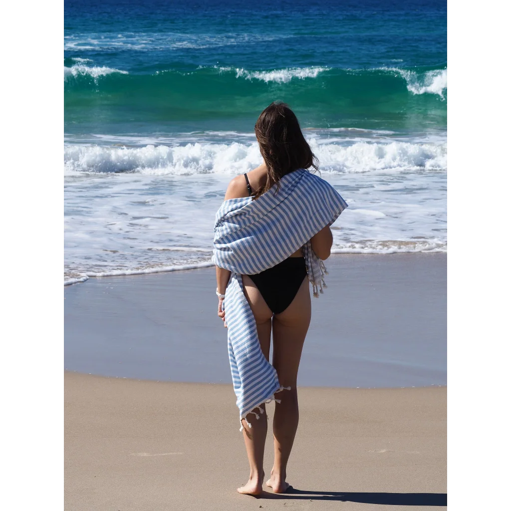 Turkish Cotton Towel Portsea Sky Blue - Outdoor Recreation