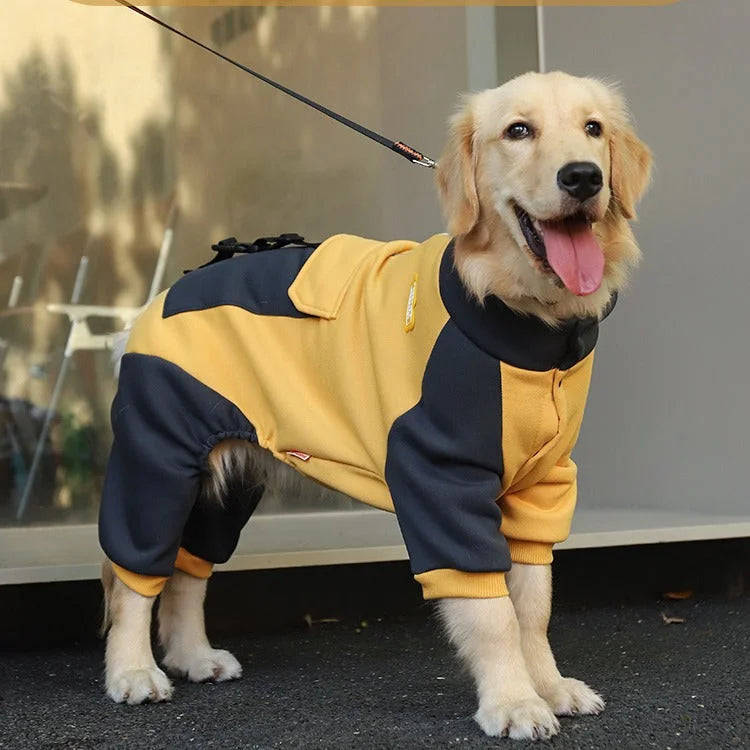 Turmeric Sporty Dog Onesie with Back Zipper & Pockets