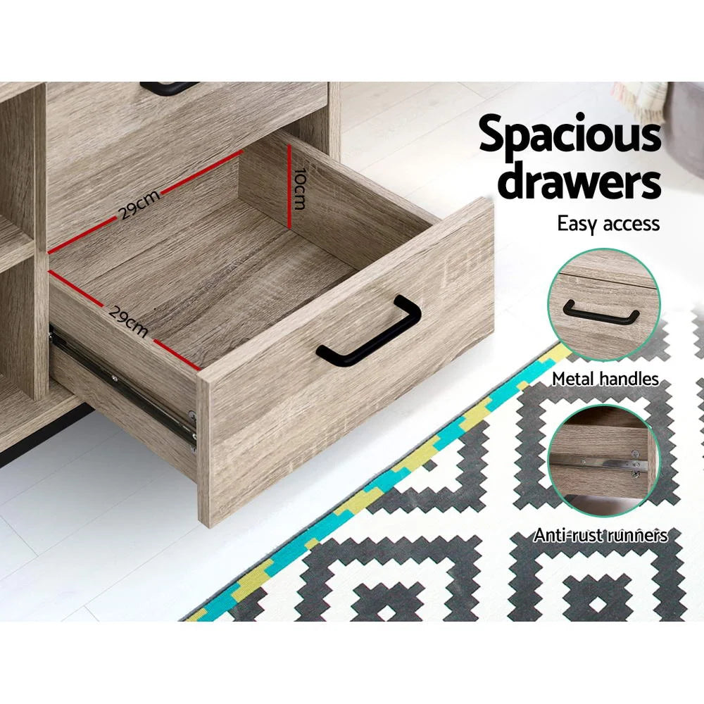 TV Cabinet Entertainment Unit Stand Industrial Wooden Metal