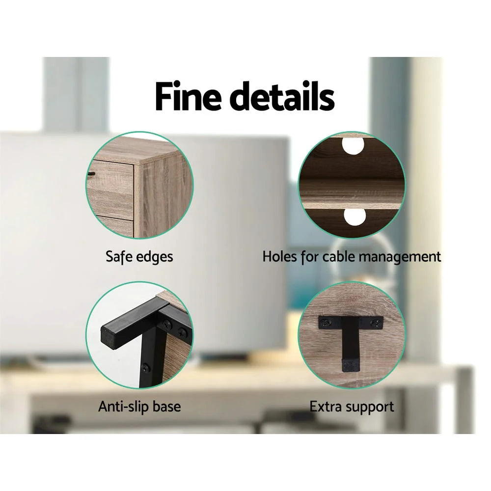 TV Cabinet Entertainment Unit Stand Industrial Wooden Metal