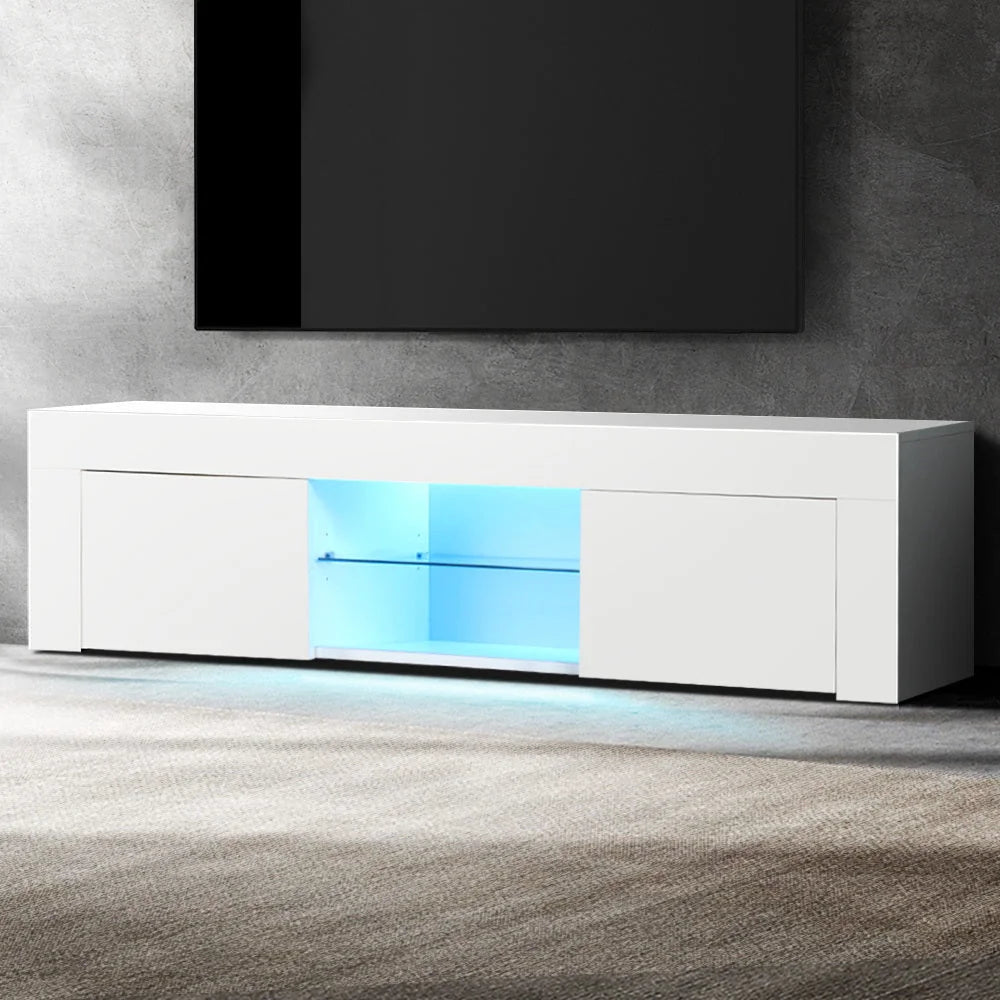 TV Cabinet Entertainment Unit Stand RGB LED Gloss Furniture