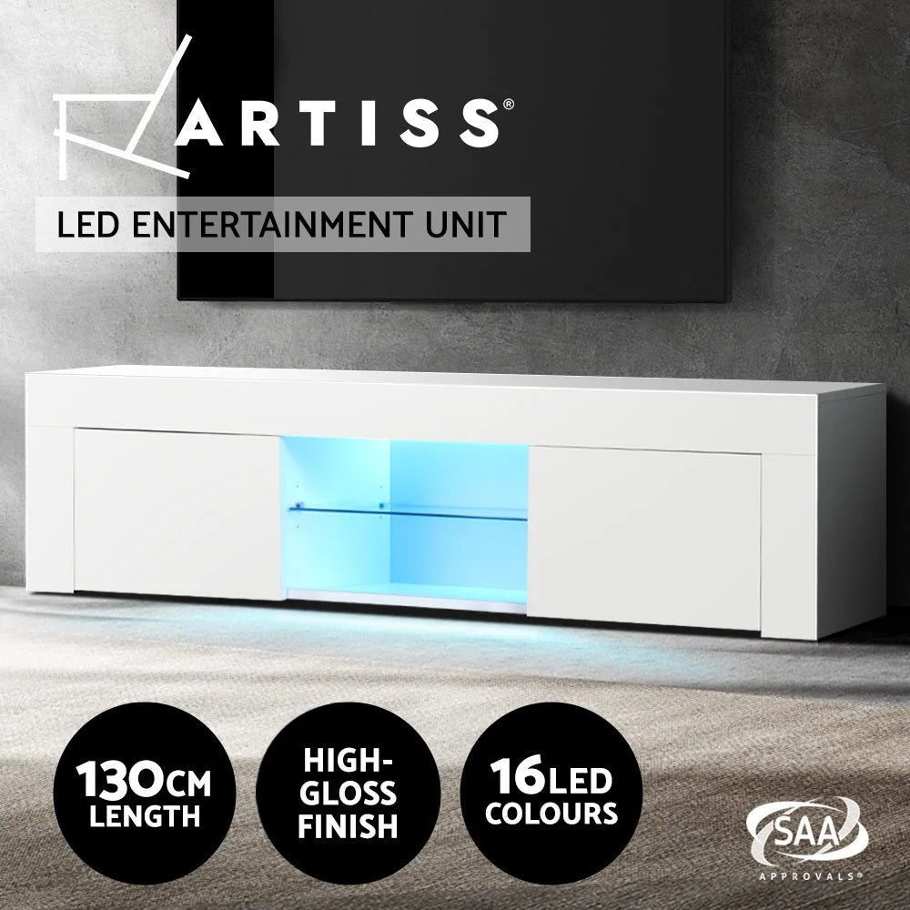 TV Cabinet Entertainment Unit Stand RGB LED Gloss Furniture