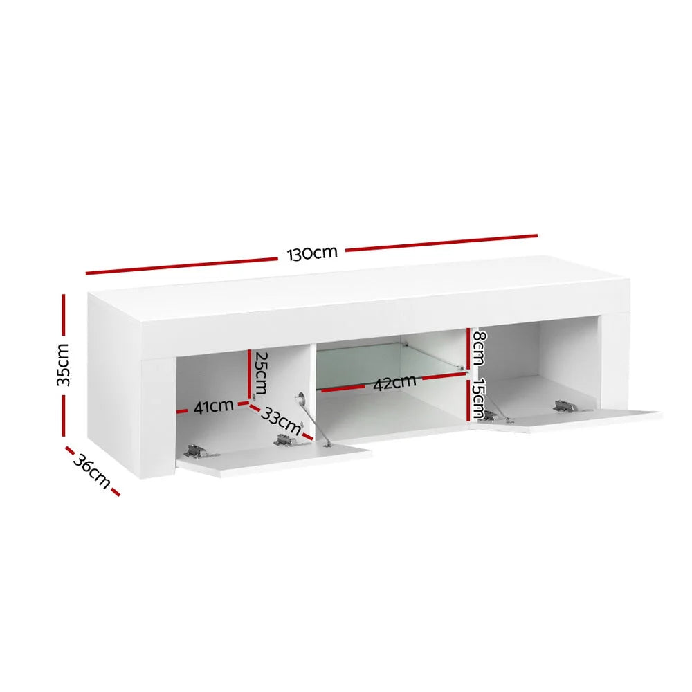 TV Cabinet Entertainment Unit Stand RGB LED Gloss Furniture