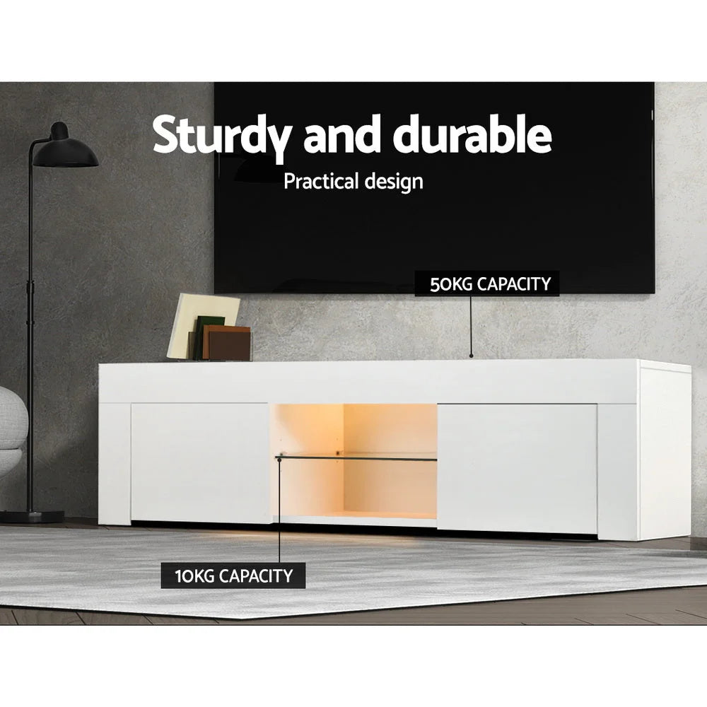 TV Cabinet Entertainment Unit Stand RGB LED Gloss Furniture