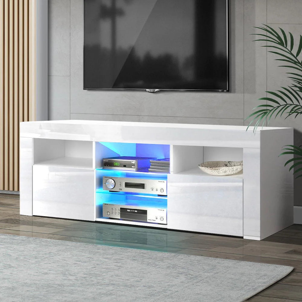 TV Cabinet Entertainment Unit Stand RGB LED Gloss Furniture