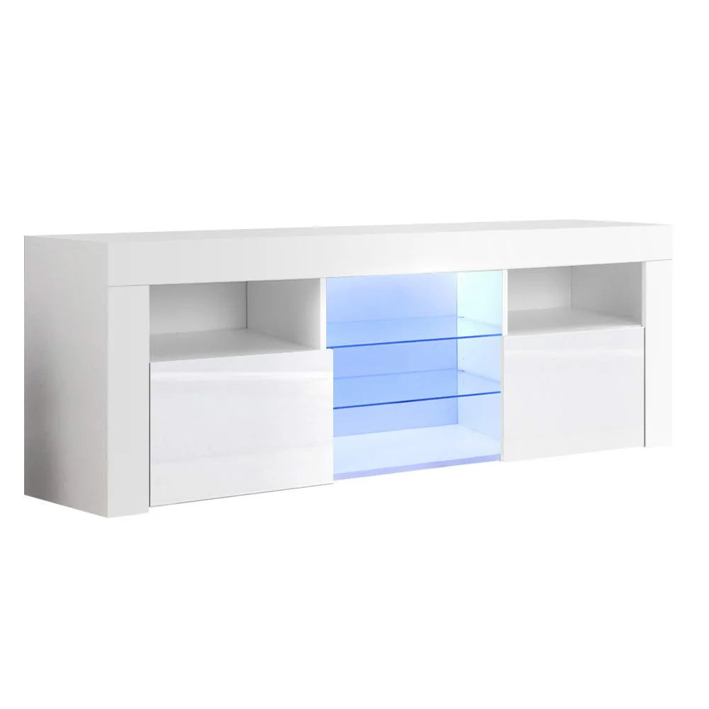 TV Cabinet Entertainment Unit Stand RGB LED Gloss Furniture
