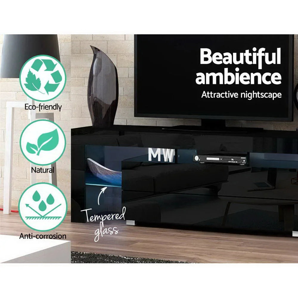 TV Cabinet Entertainment Unit Stand RGB LED Gloss Furniture