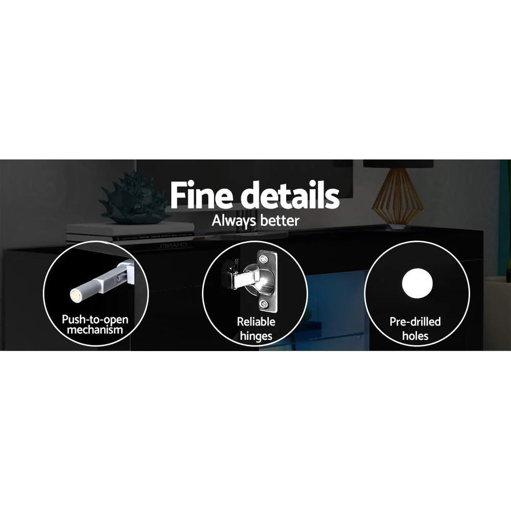 TV Cabinet Entertainment Unit Stand RGB LED Gloss Furniture 160cm
