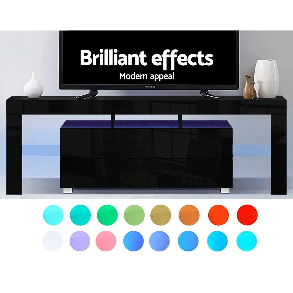 TV Cabinet Entertainment Unit Stand RGB LED Gloss Furniture
