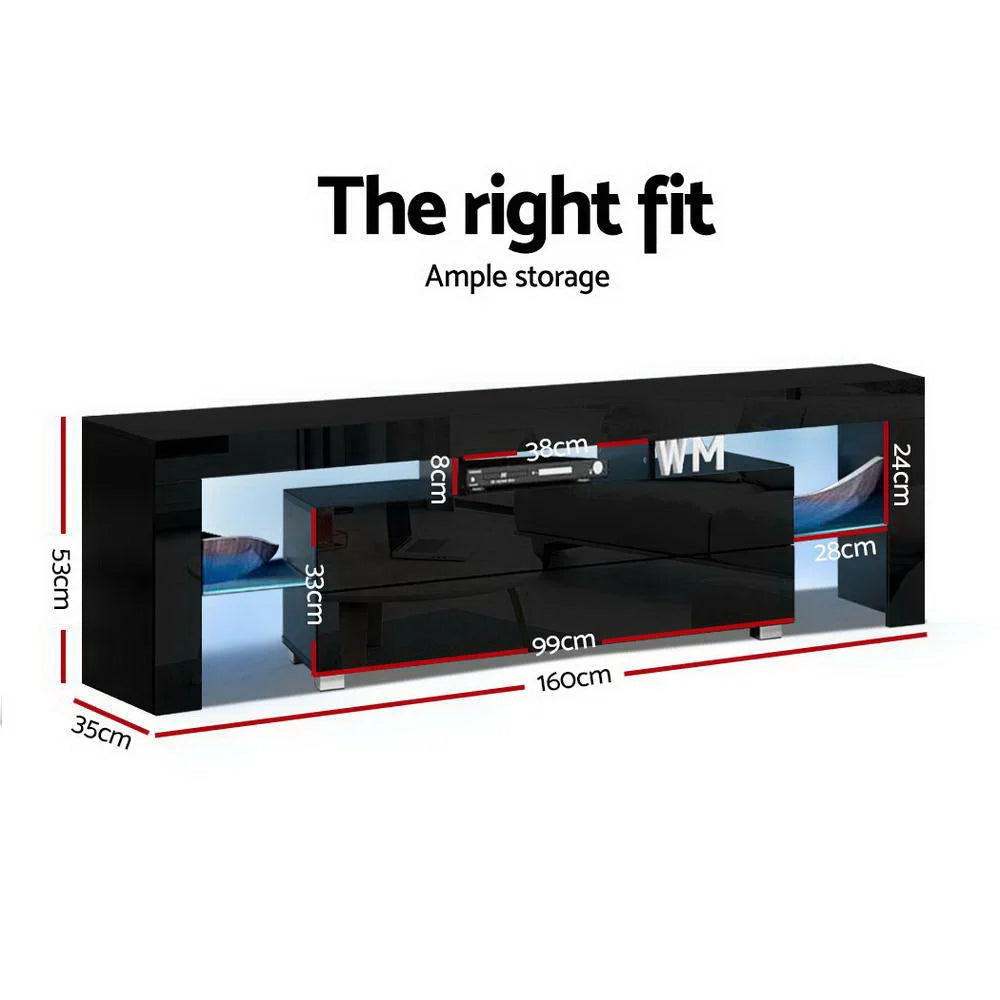 TV Cabinet Entertainment Unit Stand RGB LED Gloss Furniture