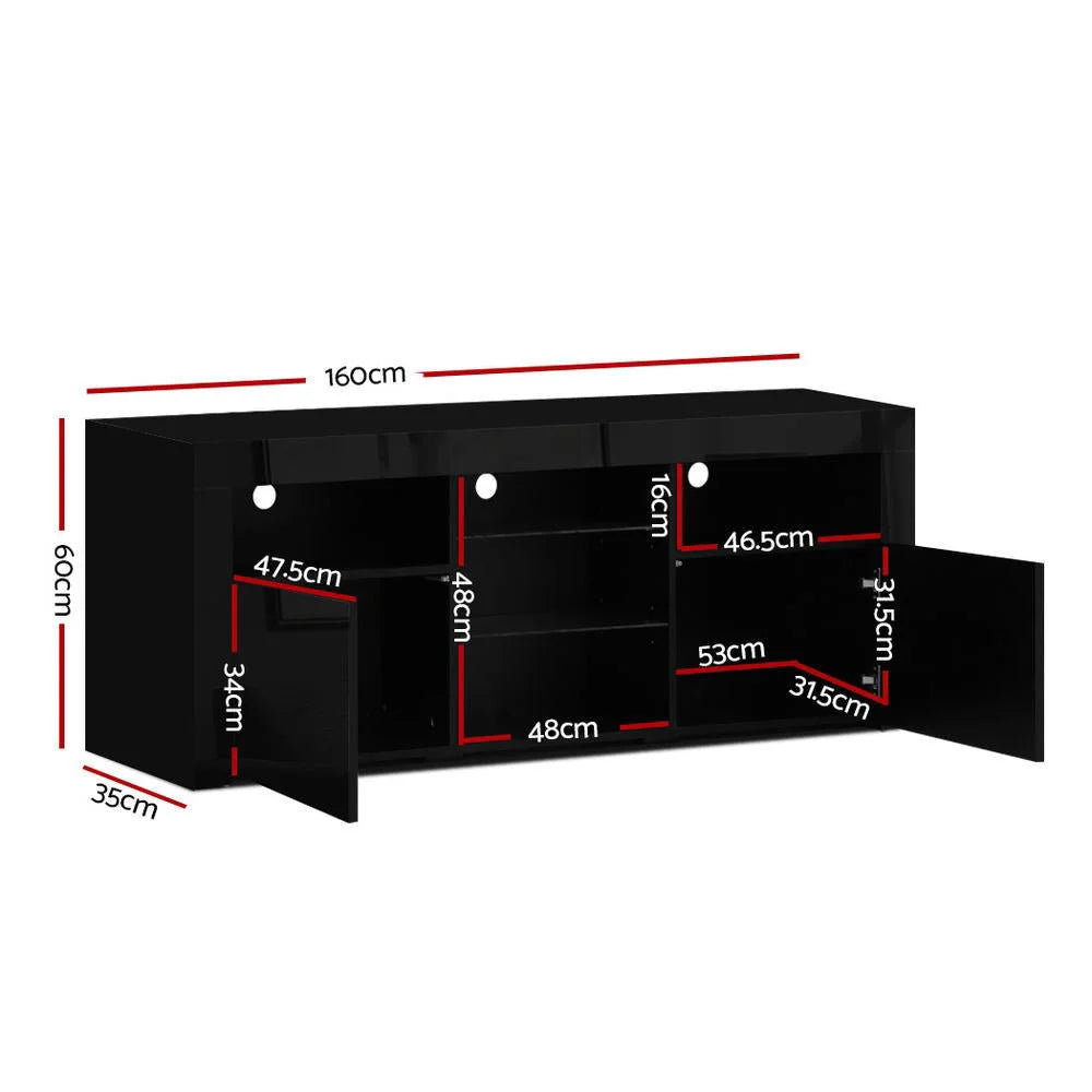 Unit Stand Rgb LED Gloss Furniture 160CM TV Cabinet Entertainment