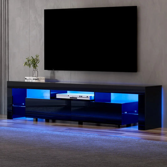 Black 200cm cabinet with tv entertainment unit stand