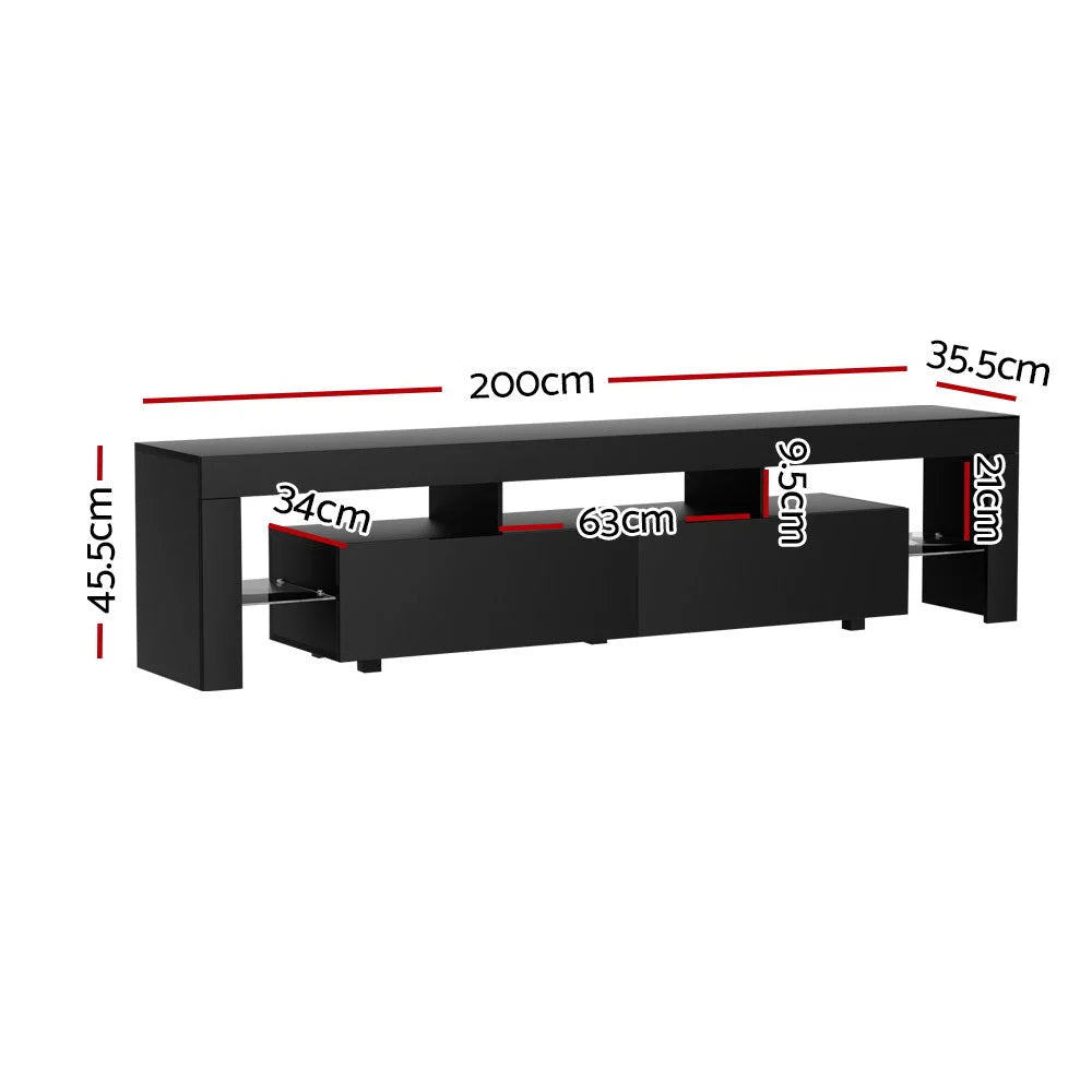 TV Cabinet Entertainment Unit Stand RGB LED Gloss Furniture