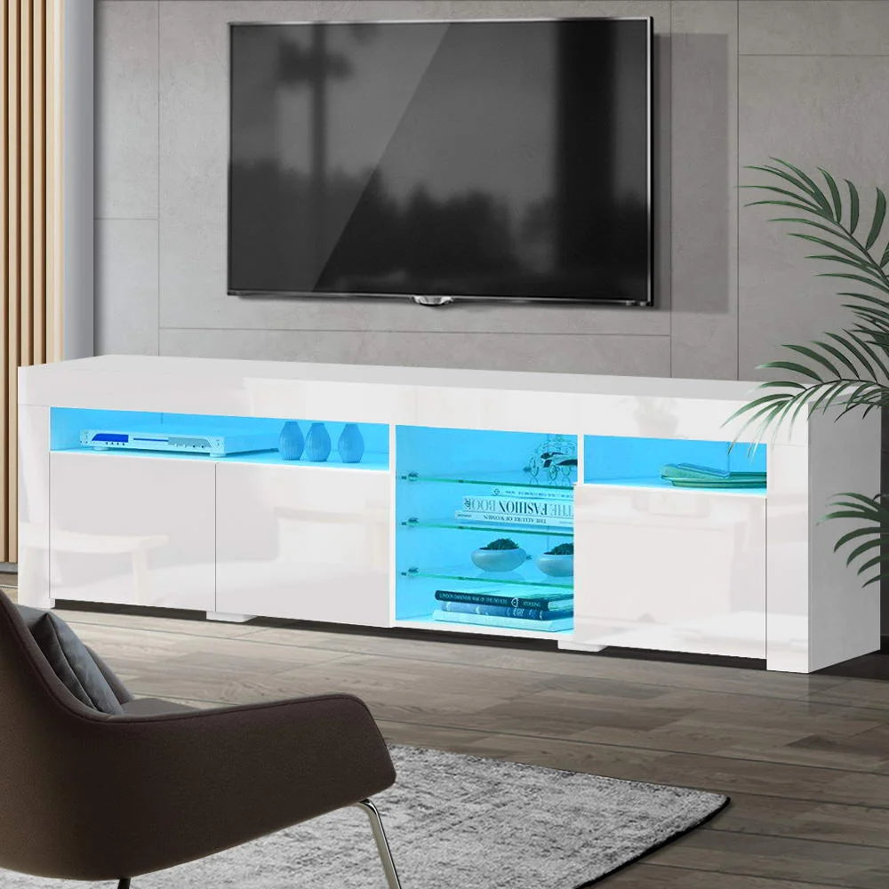 TV Cabinet Entertainment Unit Stand RGB LED Gloss