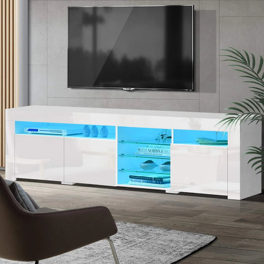 TV Cabinet Entertainment Unit Stand RGB LED Gloss