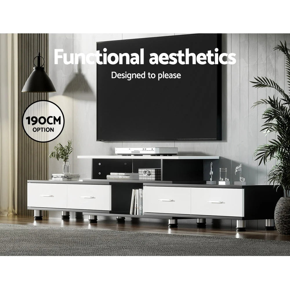 Black wooden 160cm storage cabinet with handles and internal shelves