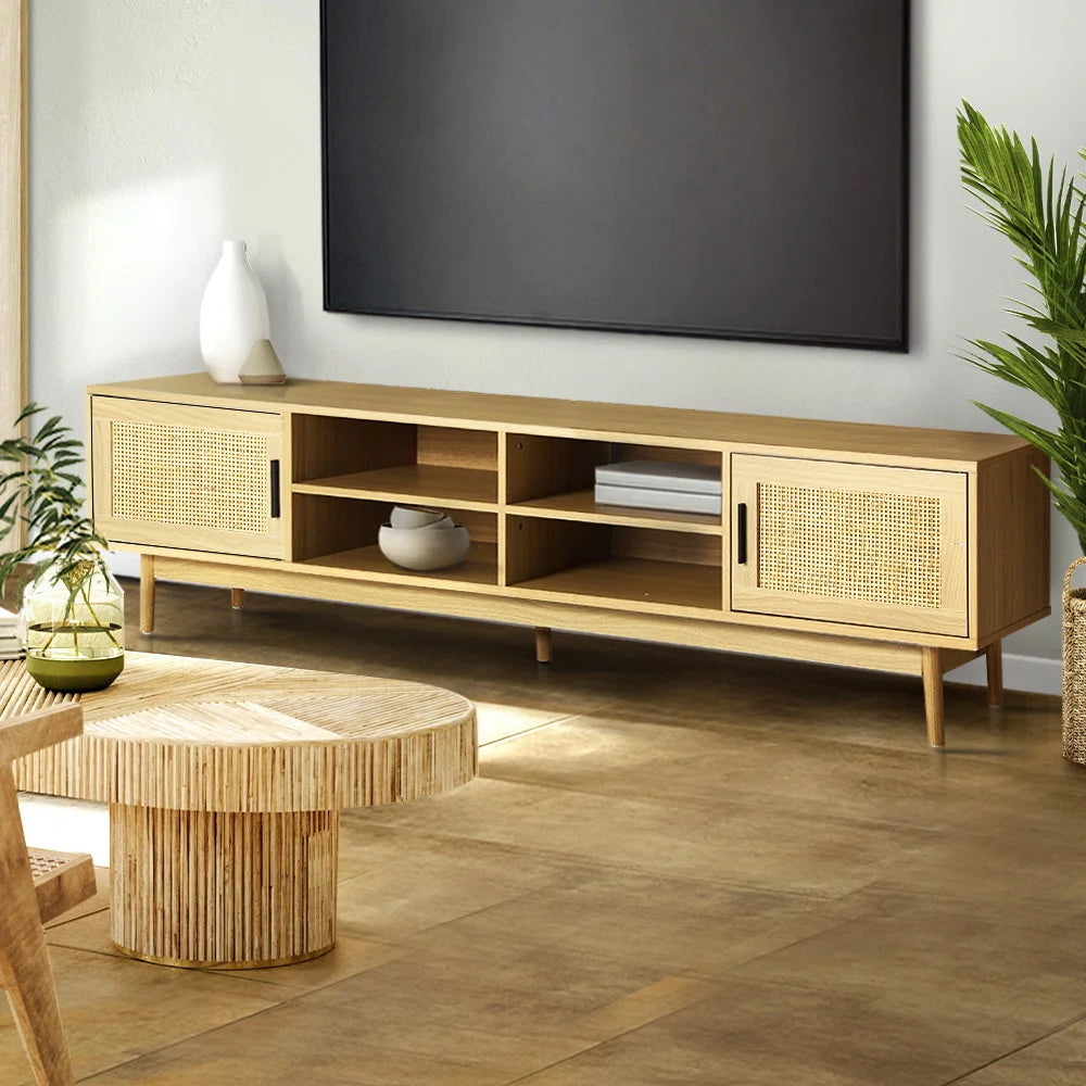 Rattan wooden 180cm storage cabinet with tv entertainment unit cabinets