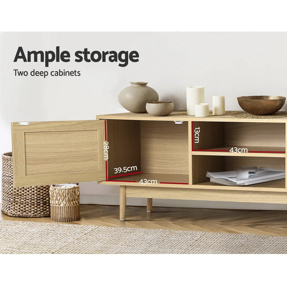 TV Cabinet Entertainment Unit Storage Cabinets Rattan