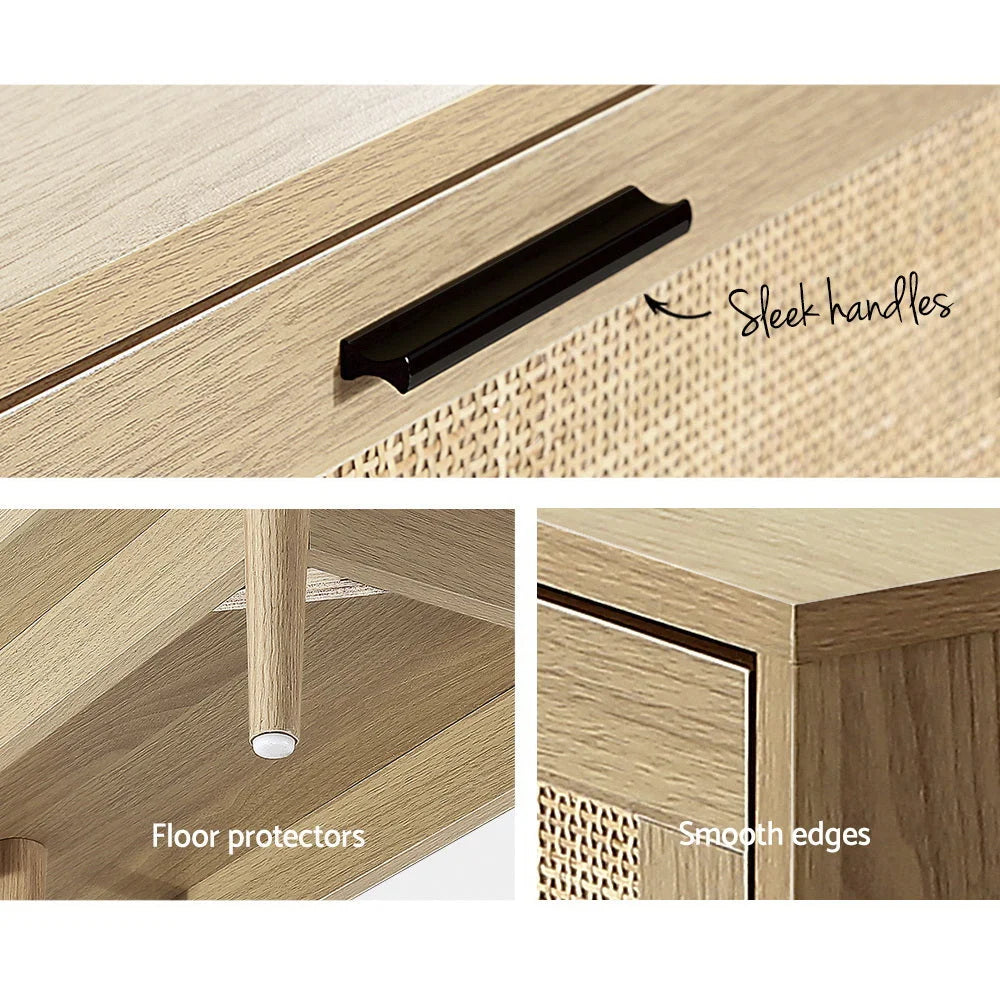 TV Cabinet Entertainment Unit Storage Cabinets Rattan