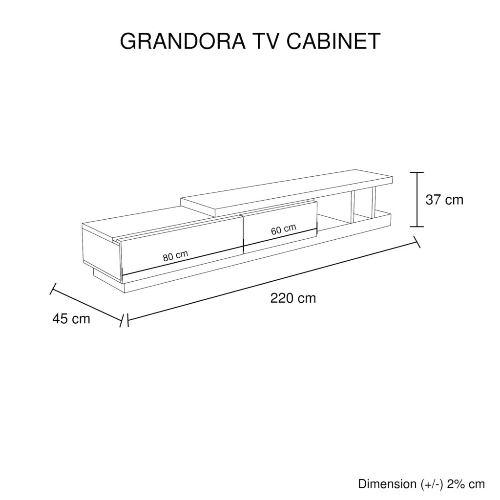 TV Cabinet Entertainment Unit with 2 Storage Drawers High