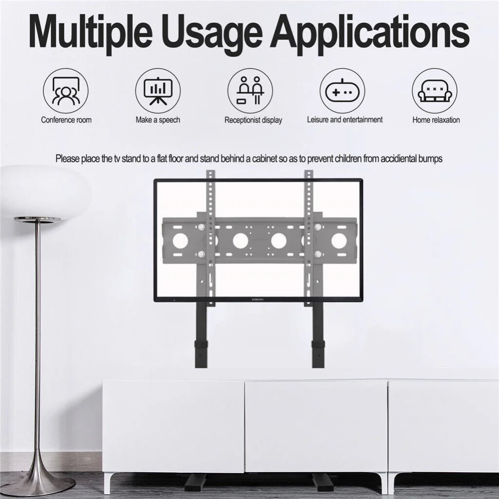 TV stand with product-specific shape and colour cues