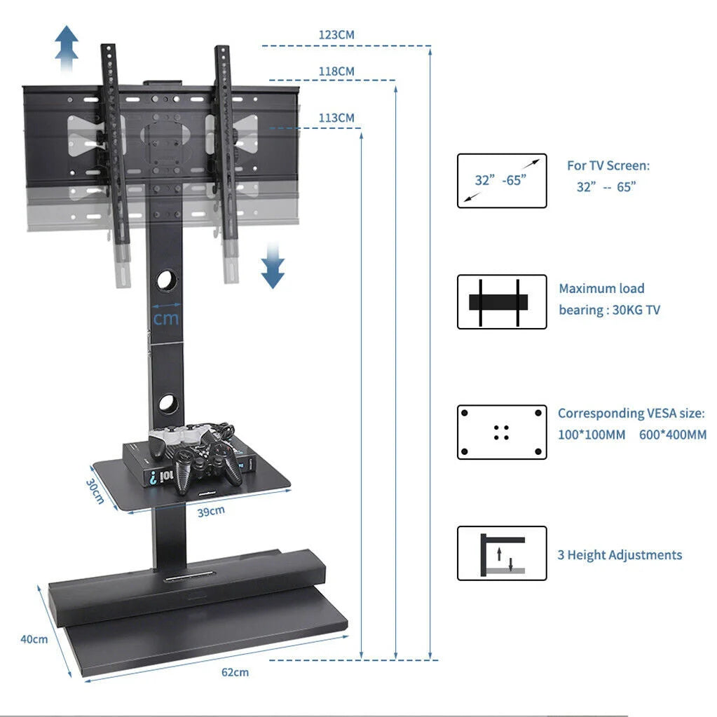 TV Stand Base Swivel Mount 32-65 inch Adjustable Height