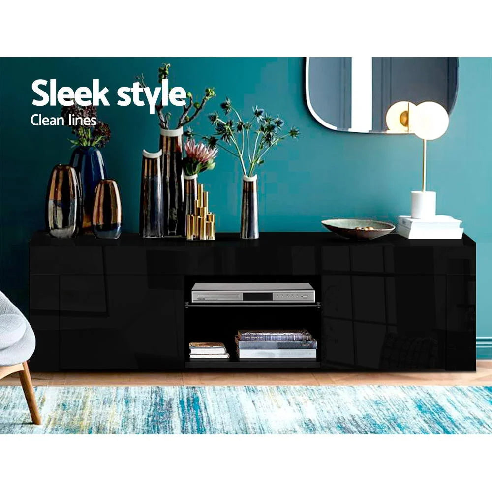 TV Stand Cabinet Entertainment Unit 130cm RGB LED Gloss