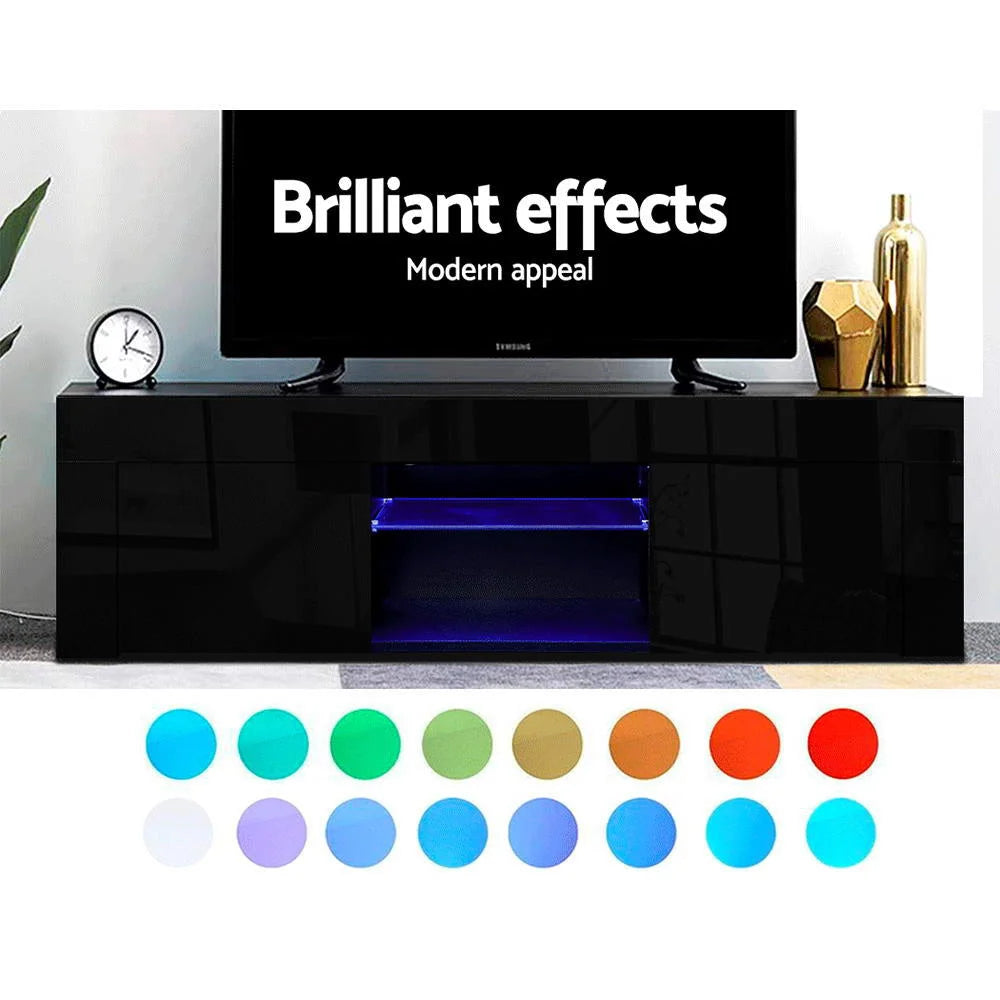 TV Stand Cabinet Entertainment Unit 130cm RGB LED Gloss
