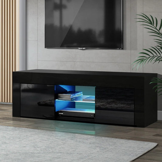 Black 130cm cabinet with tv stand entertainment unit