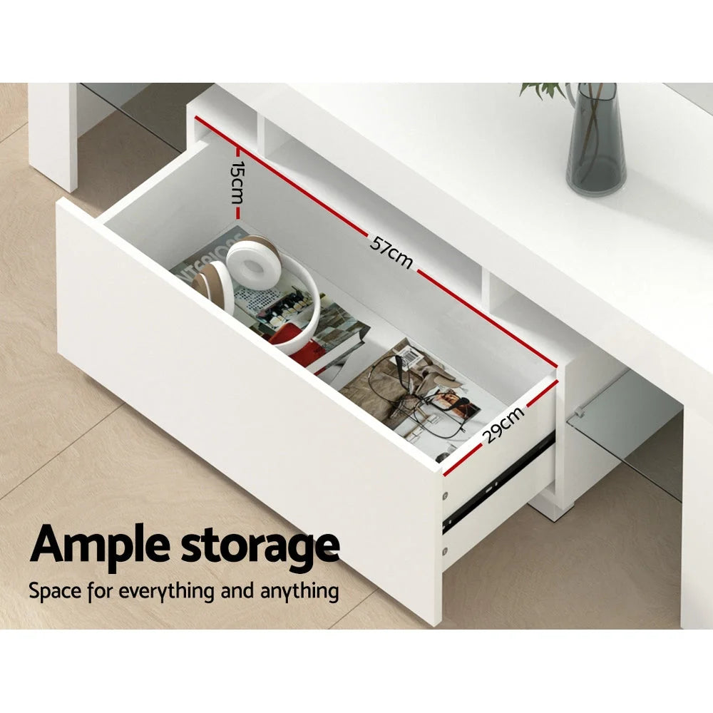 TV Stand Cabinet Entertainment Unit 130cm RGB LED Gloss