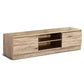Wooden 160cm storage cabinet with fitted handles and internal shelves