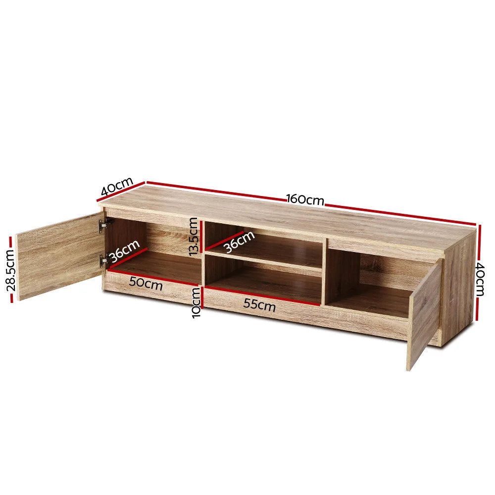 Wooden 160cm storage cabinet with doors and organised storage compartments