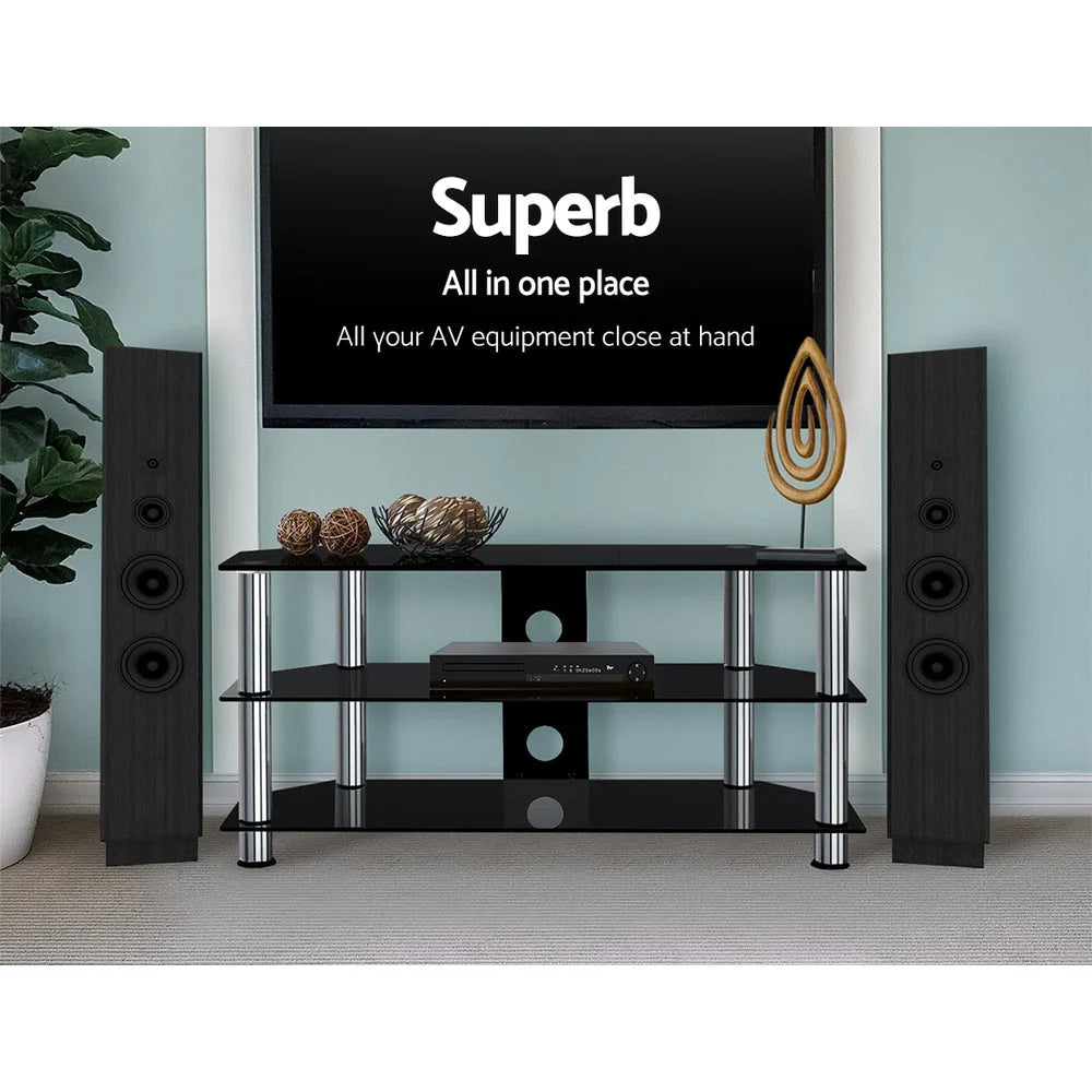 TV Stand Entertainment Unit Media Cabinet Tempered Glass 3